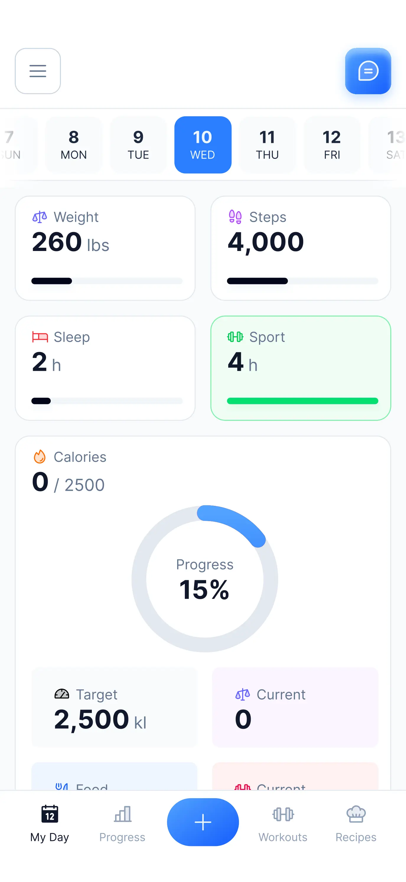 Personalized meal plan interface for nutritionists to create and share with patients